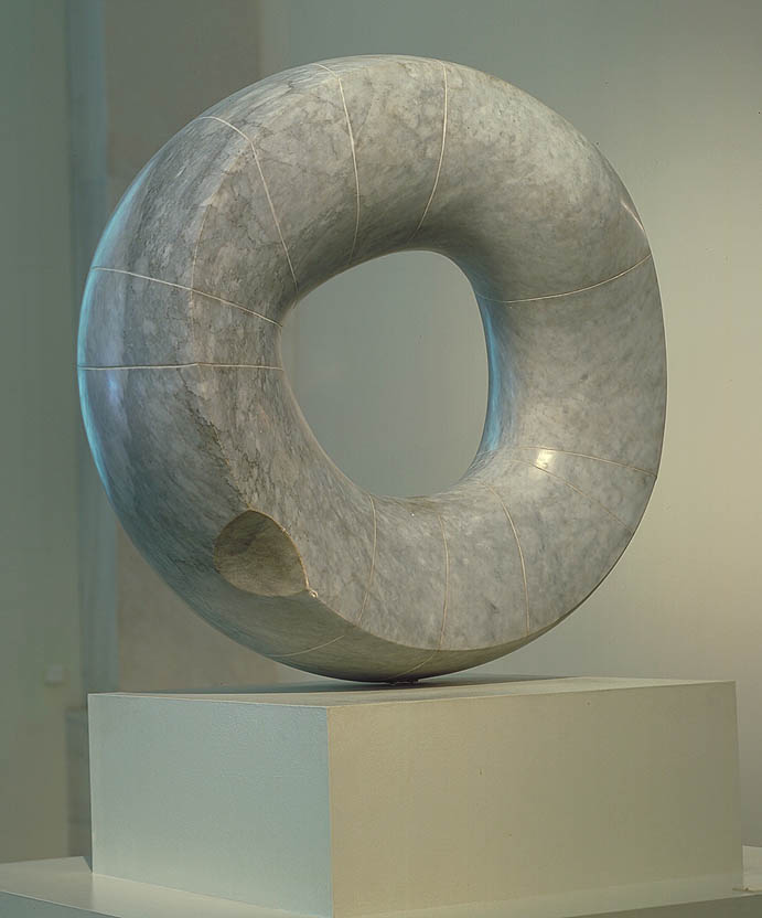 Grey Sun, an arni marble sculpture by Isamu Noguchi, 1967. This object is on display at the Smithsonian American Art Museum, 3rd floor.