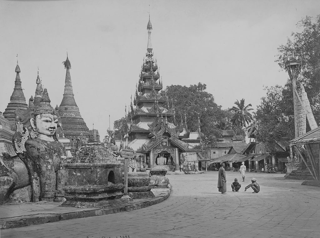 "Buddhist pagodas and monks, undated." From Emma A. Koch's photograph collection of India, South Asia, and Australia, circa 1862-1885. Collection of the National Anthropological Archives.