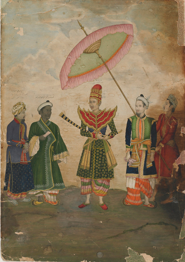 A North Indian painting depicting the Burmese Ambassador, early 19th Century. Watercolor and gold on canvas. Collection of the Freer Gallery of Art and Arthur M. Sackler Gallery.