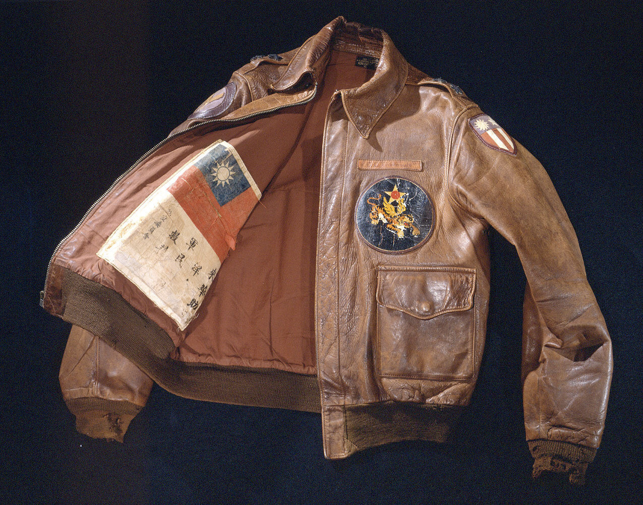 Gen. Claire Chennault's United States Army Air Forces Type A-2 Flying Jacket. On display at the National Air & Space Museum.