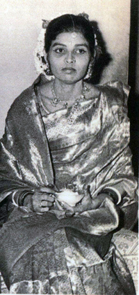 Raj's mom in her wedding sari.