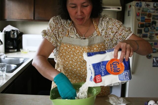 pouring--the-flour into bowl