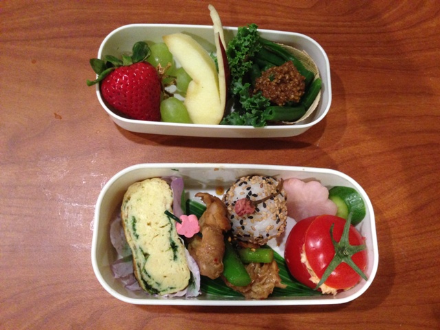 A cherry blossom-themed bento box for a girl