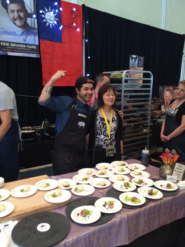 Erik and hsis mom Sheaun Bruner-Yang at Cochon 555 competition  (Photo courtesy of Erik Bruner-Yang)