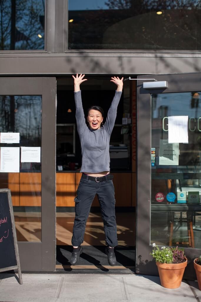 If you're wondering why Lisa is jumping for joy, it's because Gnocchi Bar celebrates its 1st anniversary in its current space this year. (Photo credit: Jackie Donnelly)